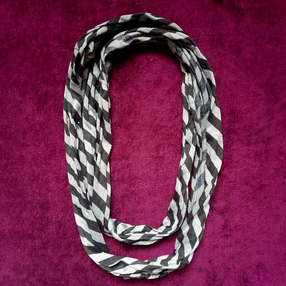 Miley Cyrus & Max Azria Black And Gray Striped Infinity Scarf